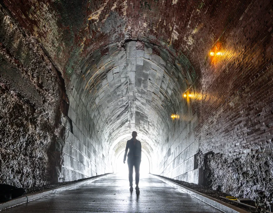 Underground tunnel view at Niagara Parks Power Station leading to the river