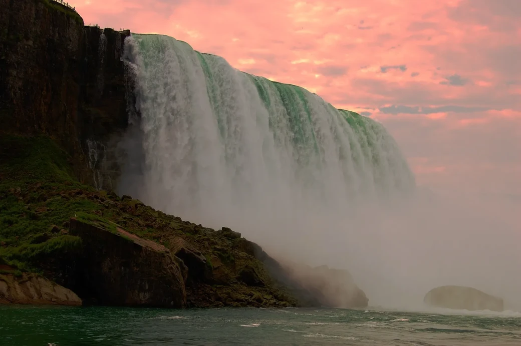 Breathtaking view of Horseshoe Falls during golden hour sunset with beautiful lighting